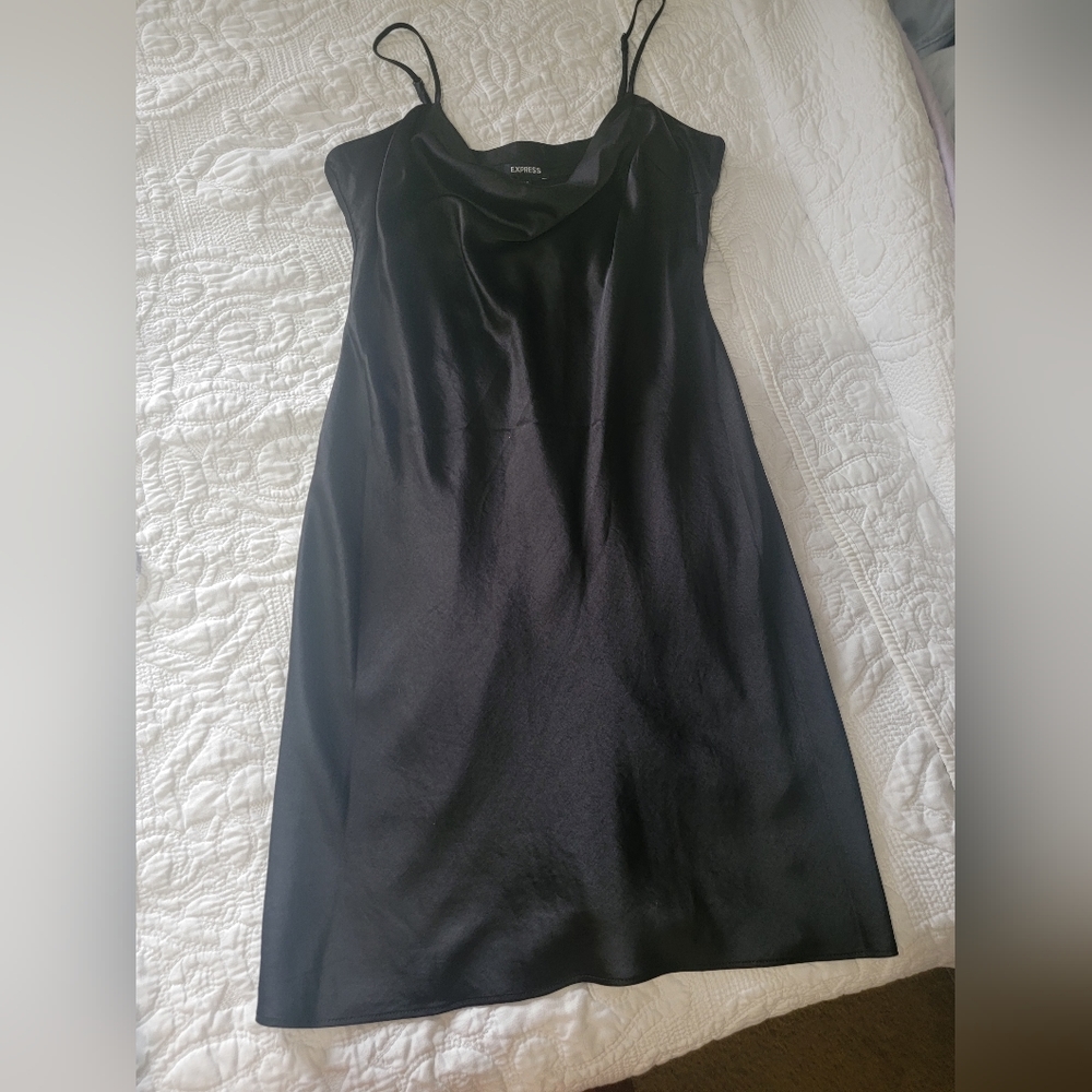 Scoop neck satin slip dress express